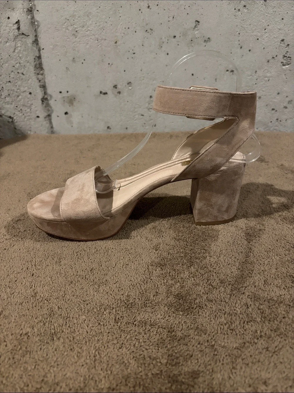 LOUISE ET CIE Tan Suede Hanya Block Heel Platform Sandal - Size 9.5